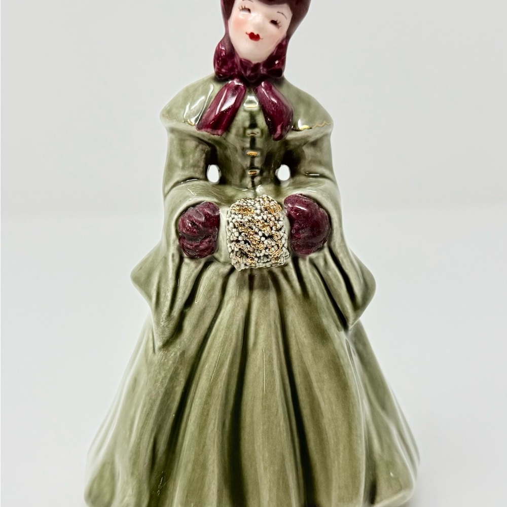 Vintage Florence Ceramic Lady With Gold Muff By Elaine